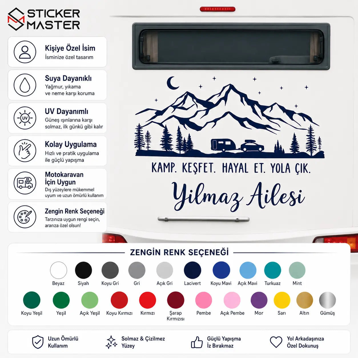 Kişiye Özel Motokaravan Yazılı Sticker