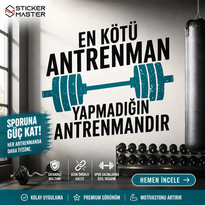 Spor Salonu Motivasyon Yazılı Duvar Stickerı