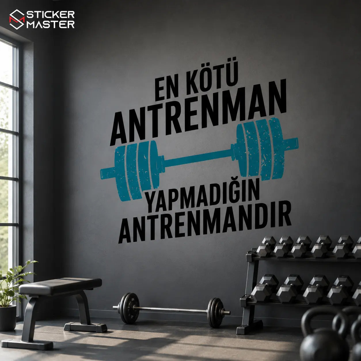 Spor Salonu Motivasyon Yazılı Duvar Stickerı