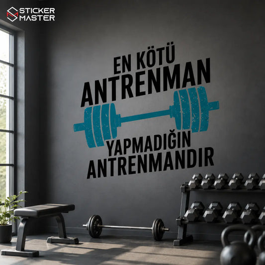 Spor Salonu Motivasyon Yazılı Duvar Stickerı