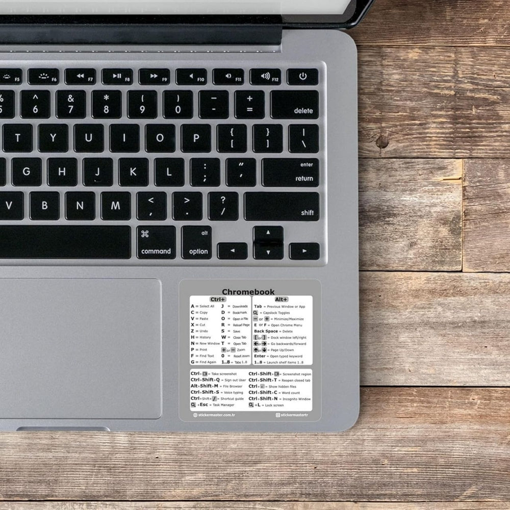 Sticker Master Chrome OS Referans Klavye Kısayol Etiketi - Siyah Vinil - Boyut 3.25 'X 3.25' Herhangi bir Chromebook Dizüstü Bilgisayar Uyumlu Markalar Google Pixelbook HP Asus Acer Lenovo Samsung Dell ve daha fazlası