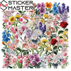 Çiçek Sticker Seti | 50 Parça Renkli Botanik Dekal | Sticker Master