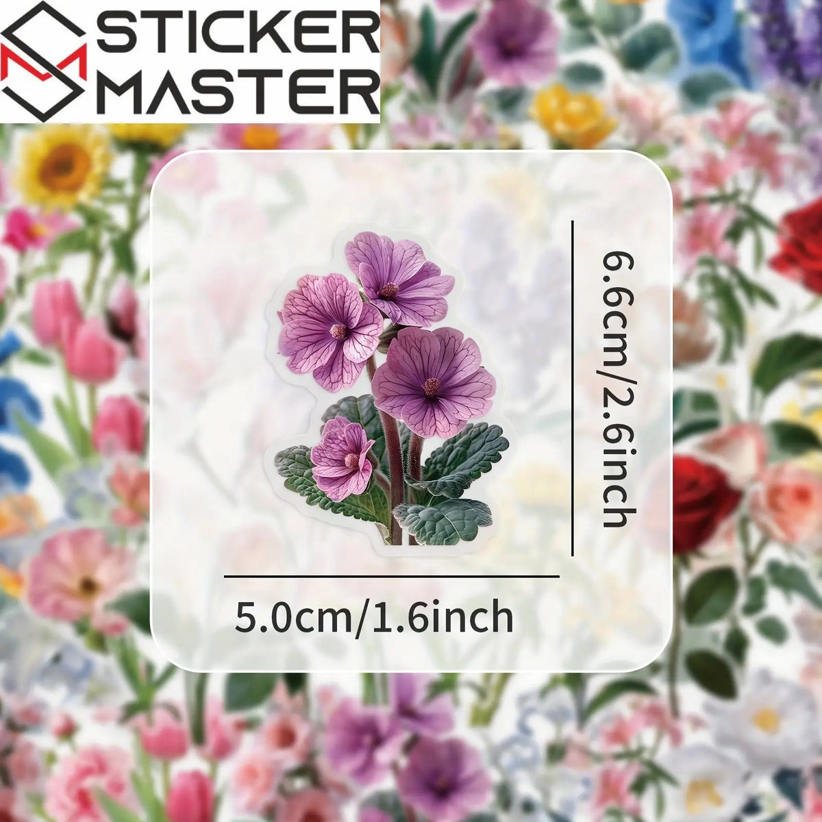 Çiçek Sticker Seti | 50 Parça Renkli Botanik Dekal - Sticker Master