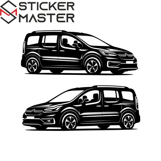 Citroen Berlingo Kelebek Camı Sticker | 15 cm Araç Silüeti (Sağ ve Sol Set) Sticker Master