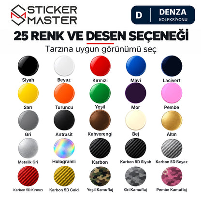 Denza kapı direği sticker setinin 25 renk ve desen seçeneği
