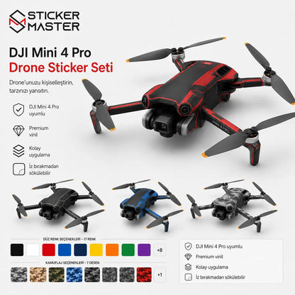 DJI Mini 4 Pro Uyumlu Drone Sticker Seti renk