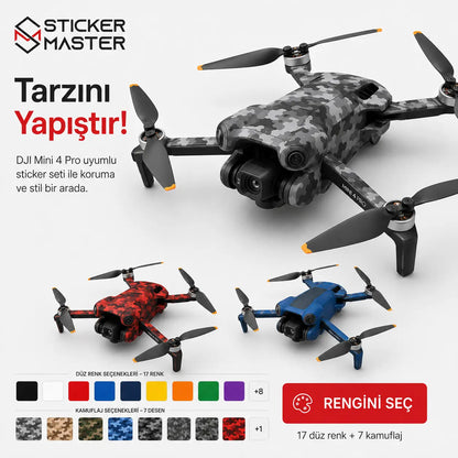 DJI Mini 4 Pro Uyumlu Drone Sticker Seti renk detay