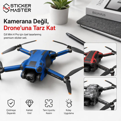DJI Mini 4 Pro Uyumlu Drone Sticker Seti renk detaylar