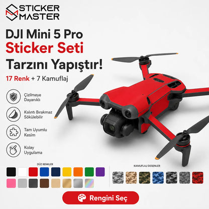 DJI Mini 5 Pro Uyumlu Drone Sticker Seti ads renkler