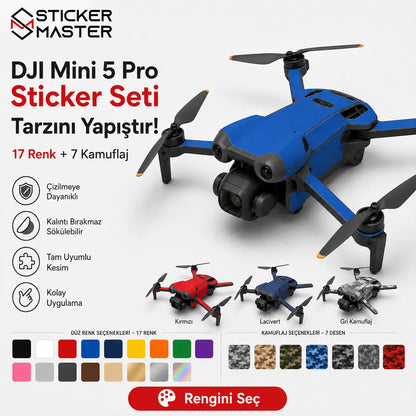 DJI Mini 5 Pro Uyumlu Drone Sticker Seti ads renkler detay