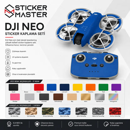 DJI Neo Uyumlu Drone Sticker Seti detaylar ve renkler