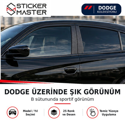 Dodge araçta B sütunu kapı direği sticker uygulama örneği, temsili araç fotoğrafı
