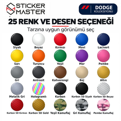 Dodge kapı direği sticker 25 renk ve desen örneği