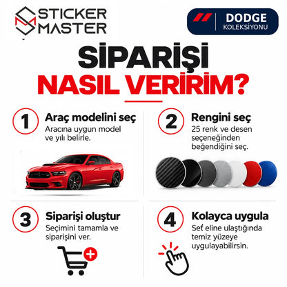 Dodge kapı direği sticker model yıl renk deseni seçimi sipariş rehberi