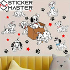 Dalmaçyalı Sticker | Kutudan Çıkan Benekli Köpekler ve Pati Dekoru (58x26 cm)