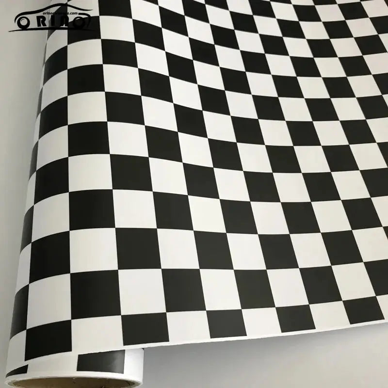 Dama Desenli Kaplama Folyosu | Siyah Beyaz Yarış Bayrağı Vinil Film (Rulo) Sticker Master