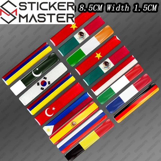 Damla Sticker | 3D Epoksi Ülke Bayrakları Şerit Etiket Seti (20 Adet) Sticker Master