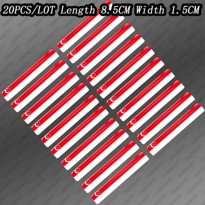 Damla Sticker | 3D Epoksi Ülke Bayrakları Şerit Etiket Seti (20 Adet) Sticker Master