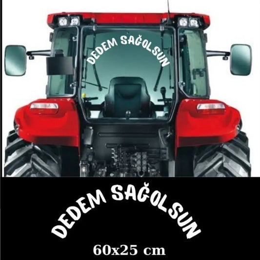 Dedem Sağolsun Sticker | Traktör Arka Cam Yazısı Kavisli Tasarım (60x25cm) Sticker Master