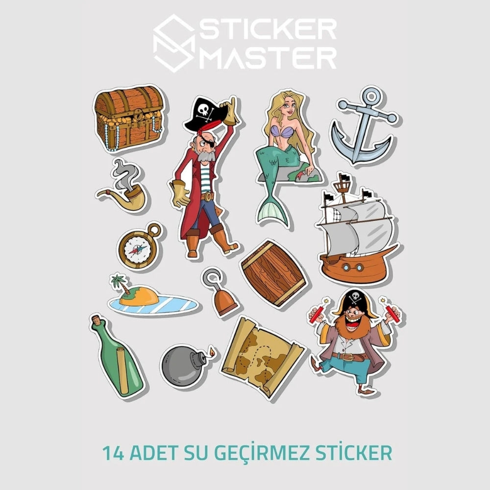 Sticker Master 14 Adet Deniz Pirate Graffiti JDM Araba Stickers Motor Bisiklet Laptop Sticker Etiket Çıkartma