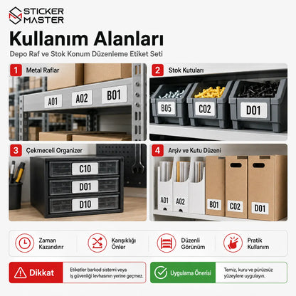 Depo Raf ve Stok Konum Duzenleme Etiket Seti 40 Parca  ads