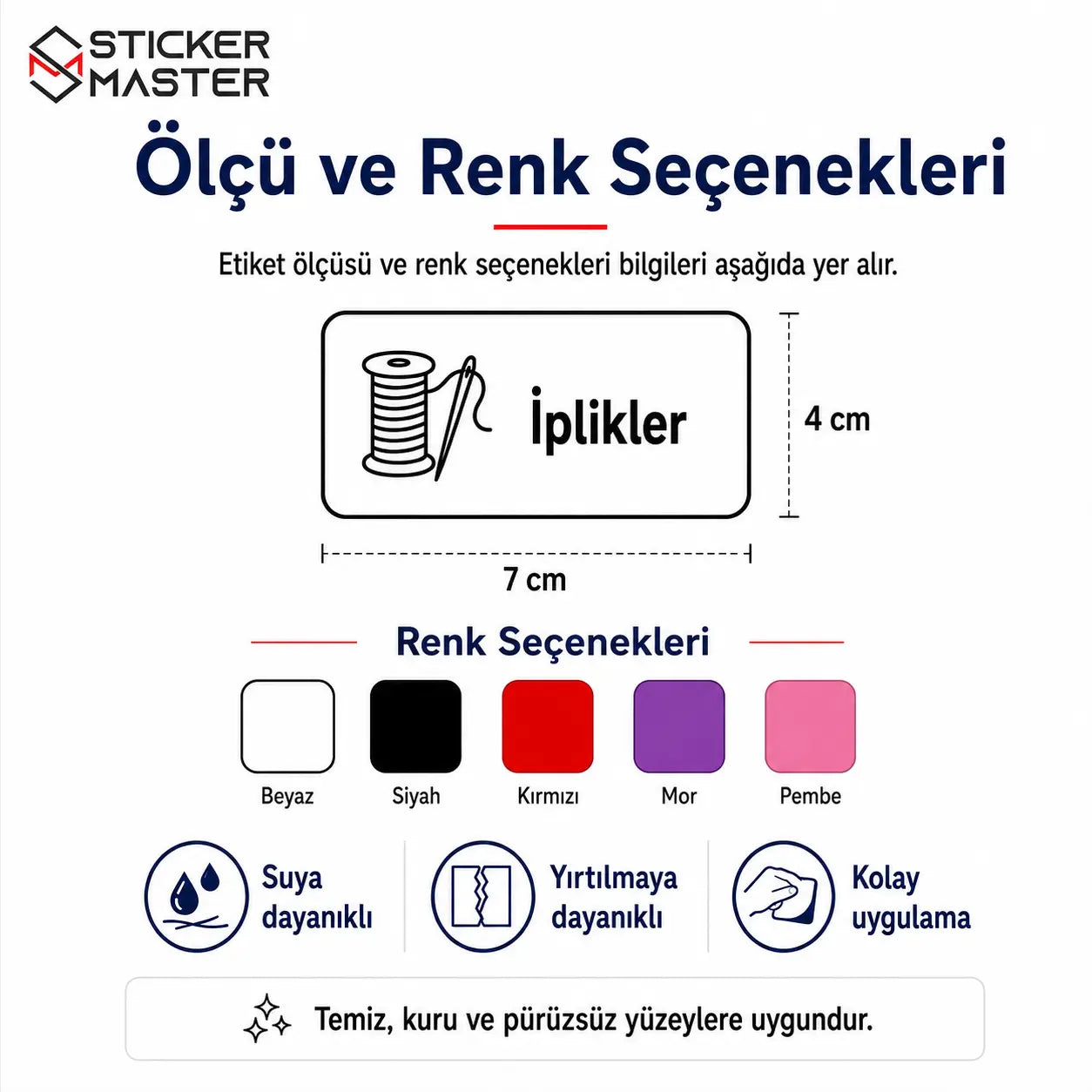 Dikis Malzemeleri Duzenleme Etiket Seti 30 Parca olculer