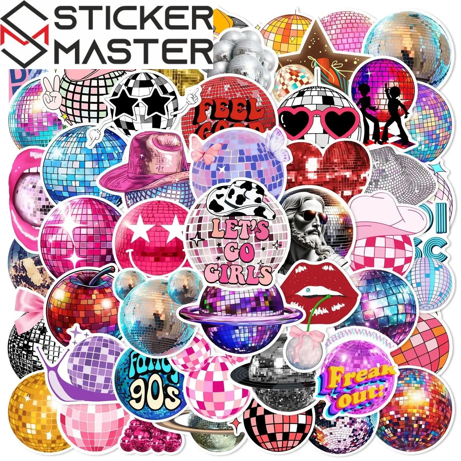 Disco Record Sticker Disco Sticker Seti 50 Parça Retro Parti - Sticker Master