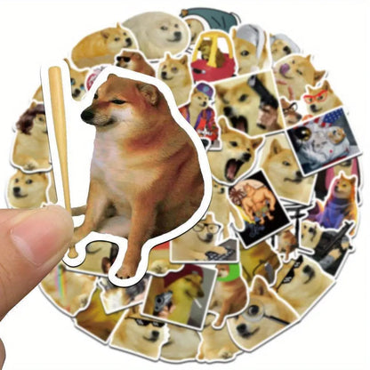 Sticker Master 50'li Köpek Meme Sticker Seti – Suya Dayanıklı Vinyl PVC Karikatür Çıkartmalar | Laptop, Su Şişesi, Kaykay, Telefon, Bavul | Düzensiz Şekiller, Gençler & Yetişkinler - Sticker Master