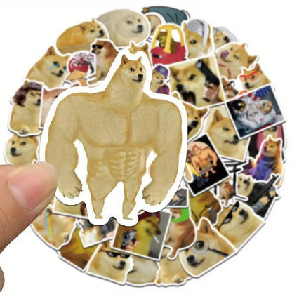 Sticker Master 50'li Köpek Meme Sticker Seti – Suya Dayanıklı Vinyl PVC Karikatür Çıkartmalar | Laptop, Su Şişesi, Kaykay, Telefon, Bavul | Düzensiz Şekiller, Gençler & Yetişkinler - Sticker Master