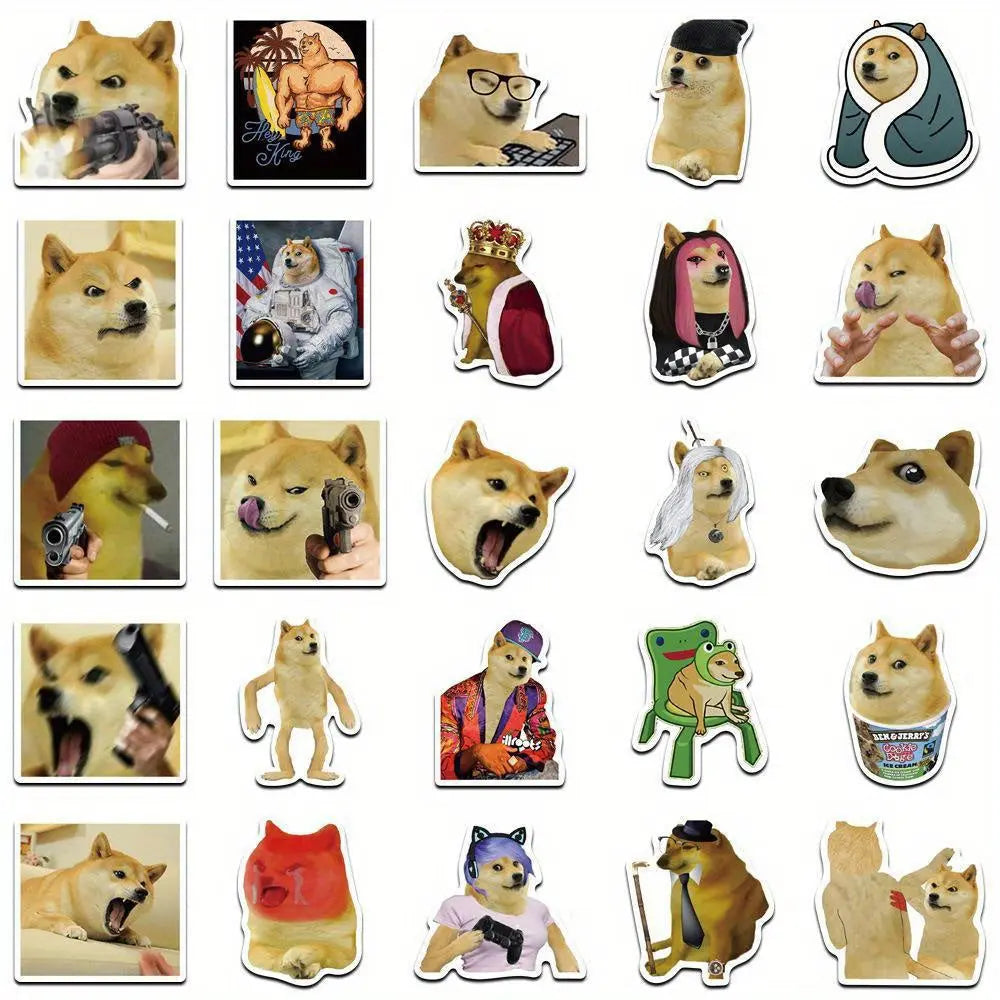 Sticker Master 50'li Köpek Meme Sticker Seti – Suya Dayanıklı Vinyl PVC Karikatür Çıkartmalar | Laptop, Su Şişesi, Kaykay, Telefon, Bavul | Düzensiz Şekiller, Gençler & Yetişkinler - Sticker Master