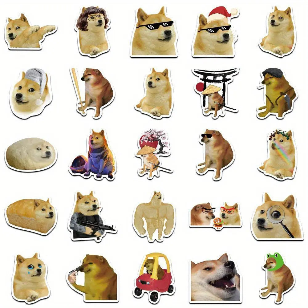 Sticker Master 50'li Köpek Meme Sticker Seti – Suya Dayanıklı Vinyl PVC Karikatür Çıkartmalar | Laptop, Su Şişesi, Kaykay, Telefon, Bavul | Düzensiz Şekiller, Gençler & Yetişkinler - Sticker Master