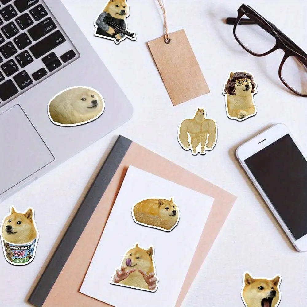 Sticker Master 50'li Köpek Meme Sticker Seti – Suya Dayanıklı Vinyl PVC Karikatür Çıkartmalar | Laptop, Su Şişesi, Kaykay, Telefon, Bavul | Düzensiz Şekiller, Gençler & Yetişkinler - Sticker Master
