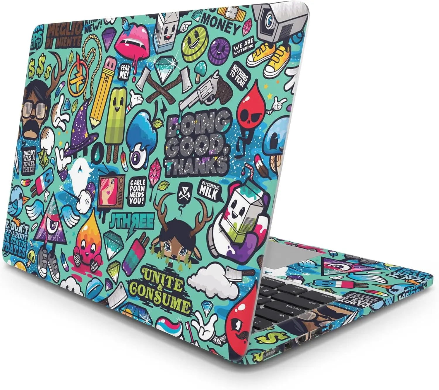 Sticker Master Stickerbomb 3 Evrensel Sticker Dizüstü Bilgisayar Vinil Sticker Decal 12" 13" 13.3" 14" 15" 15.4" 15.6 inç Dizüstü Bilgisayar Çıkartma Koruyucu Macbook Asus Acer Hp Lenovo Huawei Dell İçin - Sticker Master