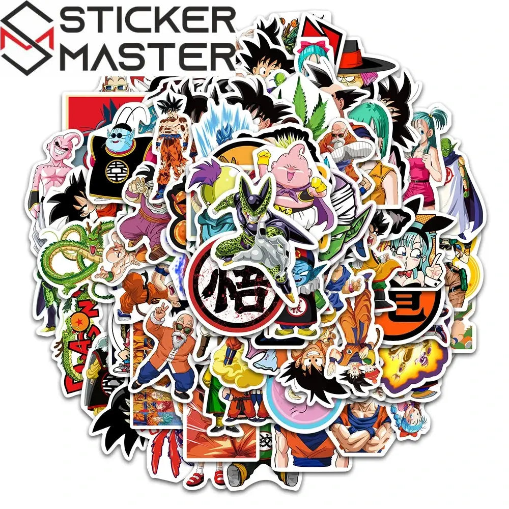 Master Ball Sticker Dragon Ball Sticker Seti | 100 Parça Goku & Vegeta-Sticker Master