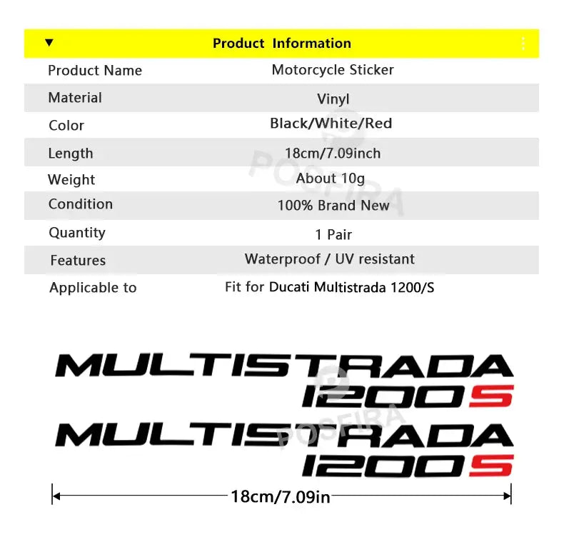 Ducati Multistrada 1200S Sticker Seti Su Geçirmez | Sticker Master Sticker Master