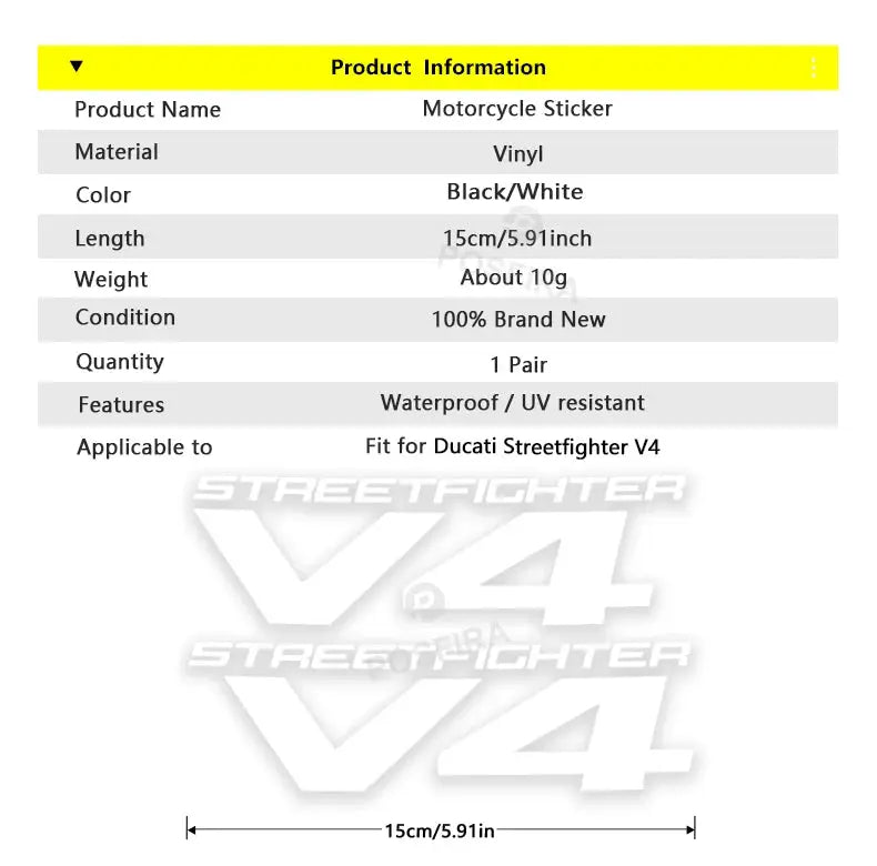 Ducati Streetfighter V4 Sticker Su Geçirmez Çıkartma | Sticker Master - Sticker Master