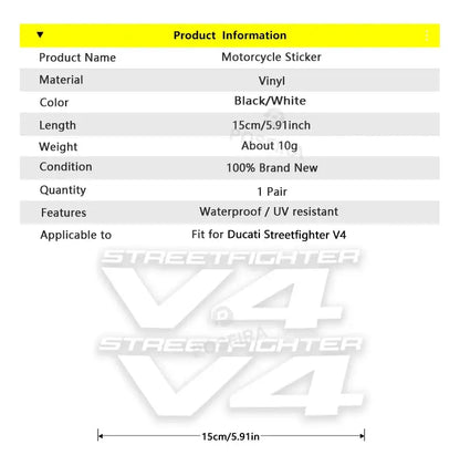 Ducati Streetfighter V4 Sticker Su Geçirmez Çıkartma | Sticker Master - Sticker Master