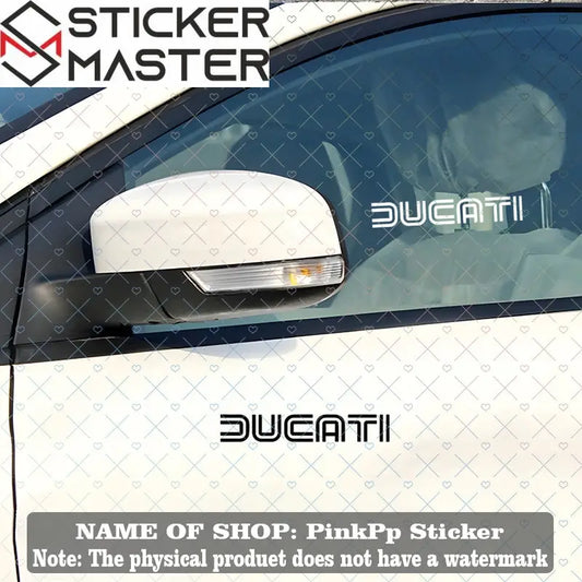Ducati Şeffaf Siyah Beyaz Logo Sticker 2’li Set Vinil | Sticker Master - Sticker Master