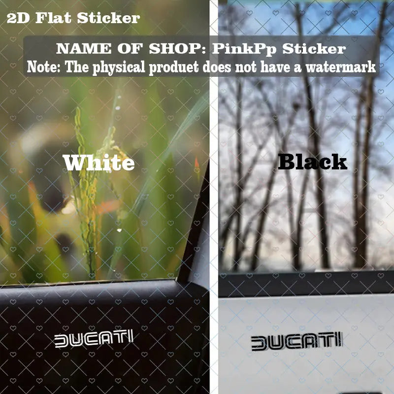 Ducati Şeffaf Siyah Beyaz Logo Sticker 2’li Set Vinil | Sticker Master - Sticker Master