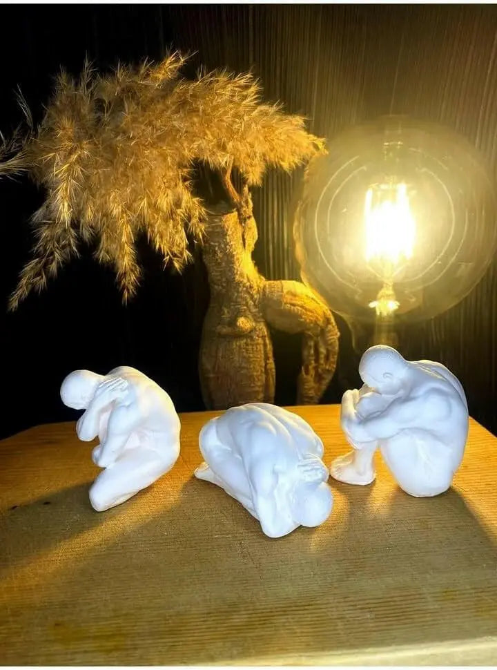 Sticker Master Dekoratif Küçük Düşünen Adamlar 3'lü Set Biblo - Şık & Minimalist Ofis & Ev Dekoru & Modern Ev ve Ofis Dekorasyonu - Sticker Master