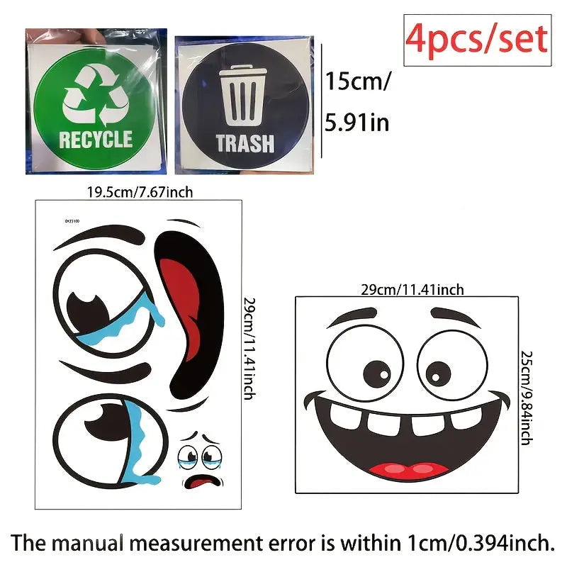 Eğlenceli Çöp Kutusu Sticker Seti Geri Dönüşüm - Sticker Master Sticker Master