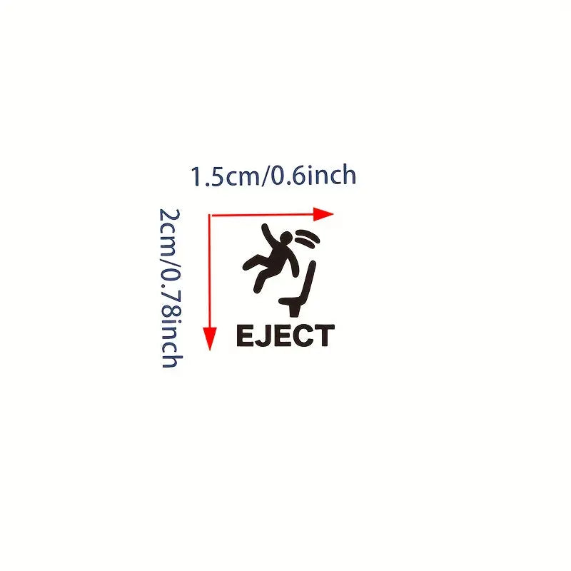 EJECT buton tasarımlı araç etiketi – 1.5x2 cm komik vinil çıkartma