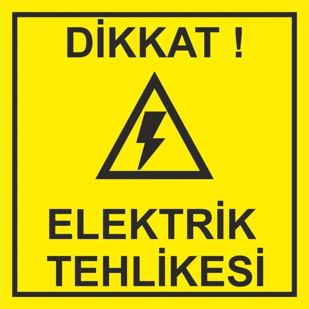 Sticker Master Dikkat Elektrik Tehlikesi Uyarı Levhası Sticker Motor, Kask, Laptop, Araba, Oto Araç İçin Dayanıklı Etiket Decal