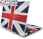 Eskitme İngiltere Bayrağı Laptop Sticker Vintage Tasarım Seti | Sticker Master