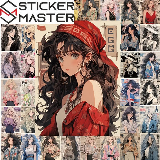 Sticker Master 60'lı Stil Sahibi ve Seksi Poster Sticker Seti – Laptop, Su Şişesi, Telefon, Kaykay için Su Geçirmez Dekoratif Etiketler - Sticker Master