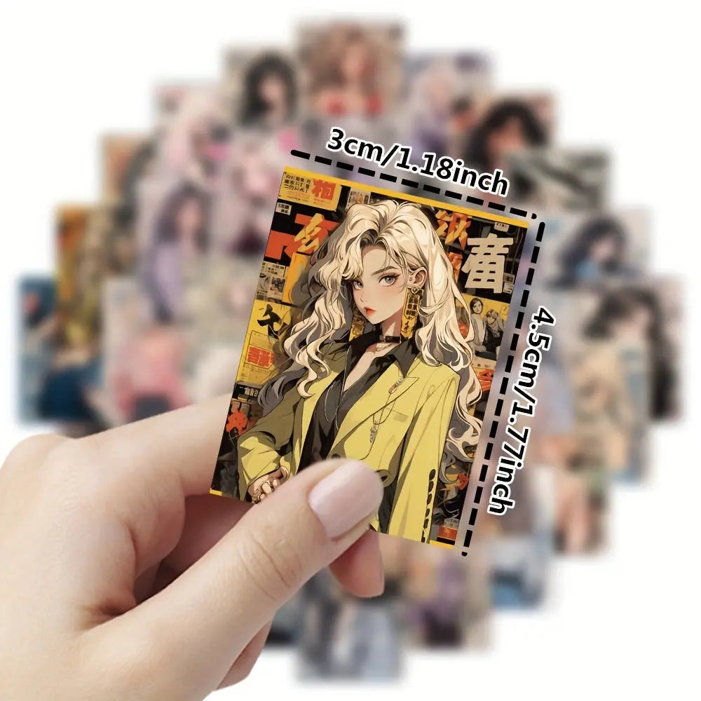 Sticker Master 60'lı Stil Sahibi ve Seksi Poster Sticker Seti – Laptop, Su Şişesi, Telefon, Kaykay için Su Geçirmez Dekoratif Etiketler - Sticker Master