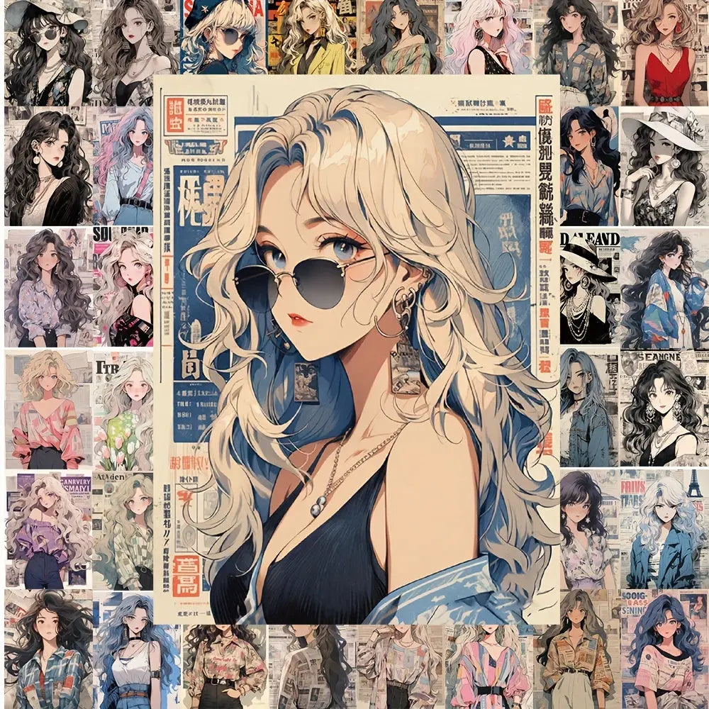 Sticker Master 60'lı Stil Sahibi ve Seksi Poster Sticker Seti – Laptop, Su Şişesi, Telefon, Kaykay için Su Geçirmez Dekoratif Etiketler - Sticker Master