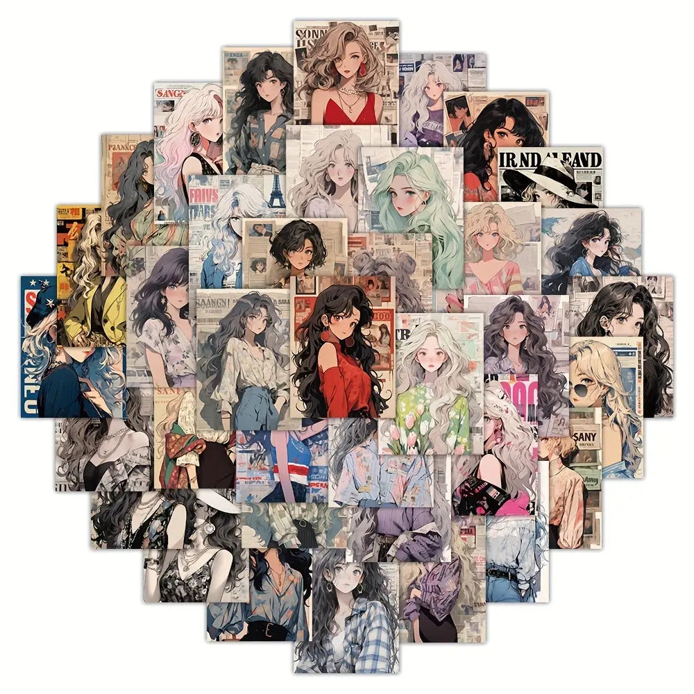 Sticker Master 60'lı Stil Sahibi ve Seksi Poster Sticker Seti – Laptop, Su Şişesi, Telefon, Kaykay için Su Geçirmez Dekoratif Etiketler - Sticker Master