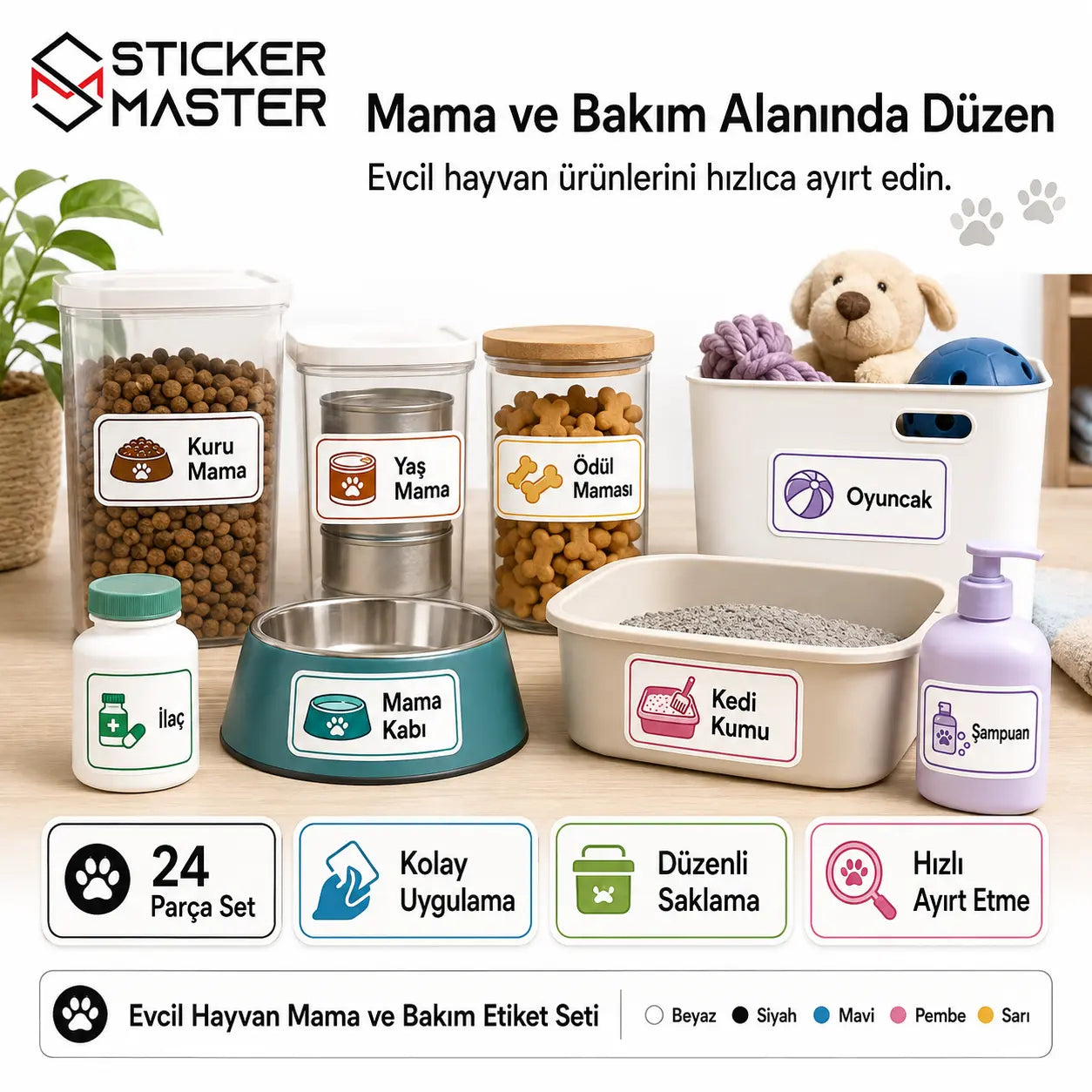 Evcil Hayvan Mama ve Bakim Etiket Seti detay
