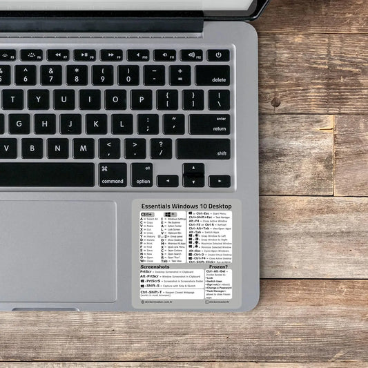 Sticker Master Windows 10/11 Reference Keyboard Shortcut Sticker - Clear Vinyl no-Residue Adhesive, for Any PC Laptop or Desktop